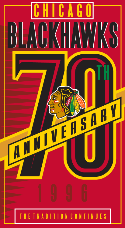 Chicago Blackhawks 1995 96 Anniversary Logo iron on paper